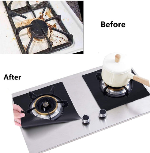 Reusable Gas Stove Burner Covers - 10 Pack Upgrade Double Thickness 0.2mm Non-Stick Stovetop Burner Liners Gas Range Protectors Size 10.6x 10.6 Inch Cuttable Dishwasher Safe Easy to Clean